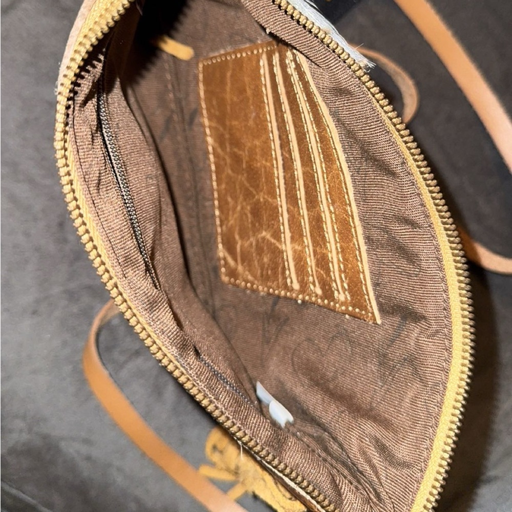 Western Cowhide Leather Fringe Wristlet Purse - Picture 2 of 2